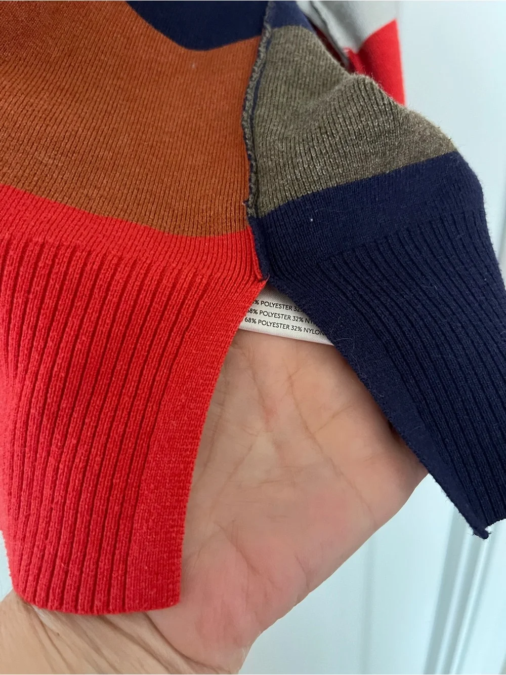 Free People SzL Men's Multi-Stripe Color Block Half-Zip Sweater (Unisex)